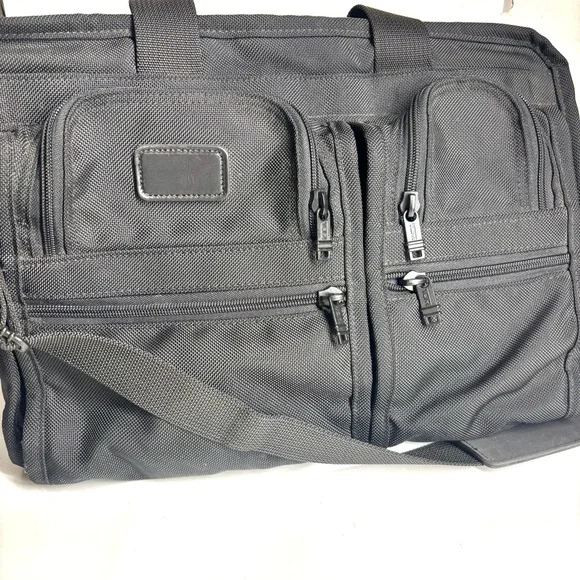 Vintage TUMI Black Ballistic Expandable Nylon/Leather Laptop/Briefcase Bag